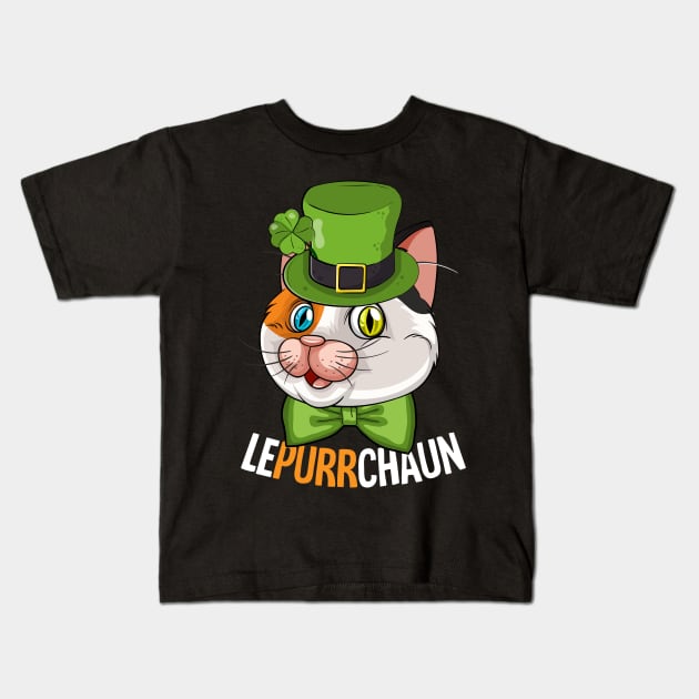 Leprechaun Cat Costume Cat Lovers St Patricks Day Cat Kids T-Shirt by 2blackcherries